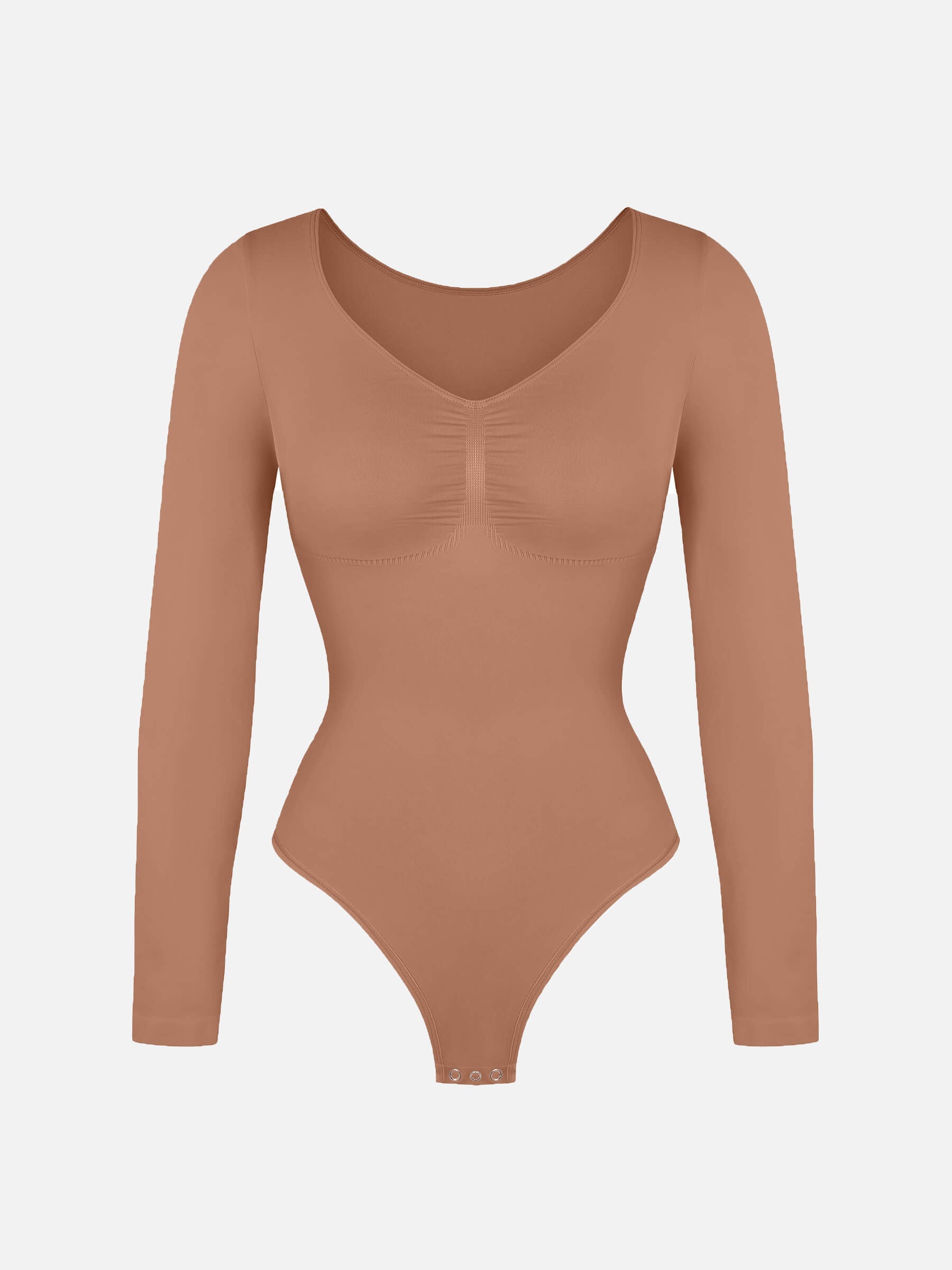 Feelingirl Seamless Long Sleeve Tummy Control Thong Bodysuit