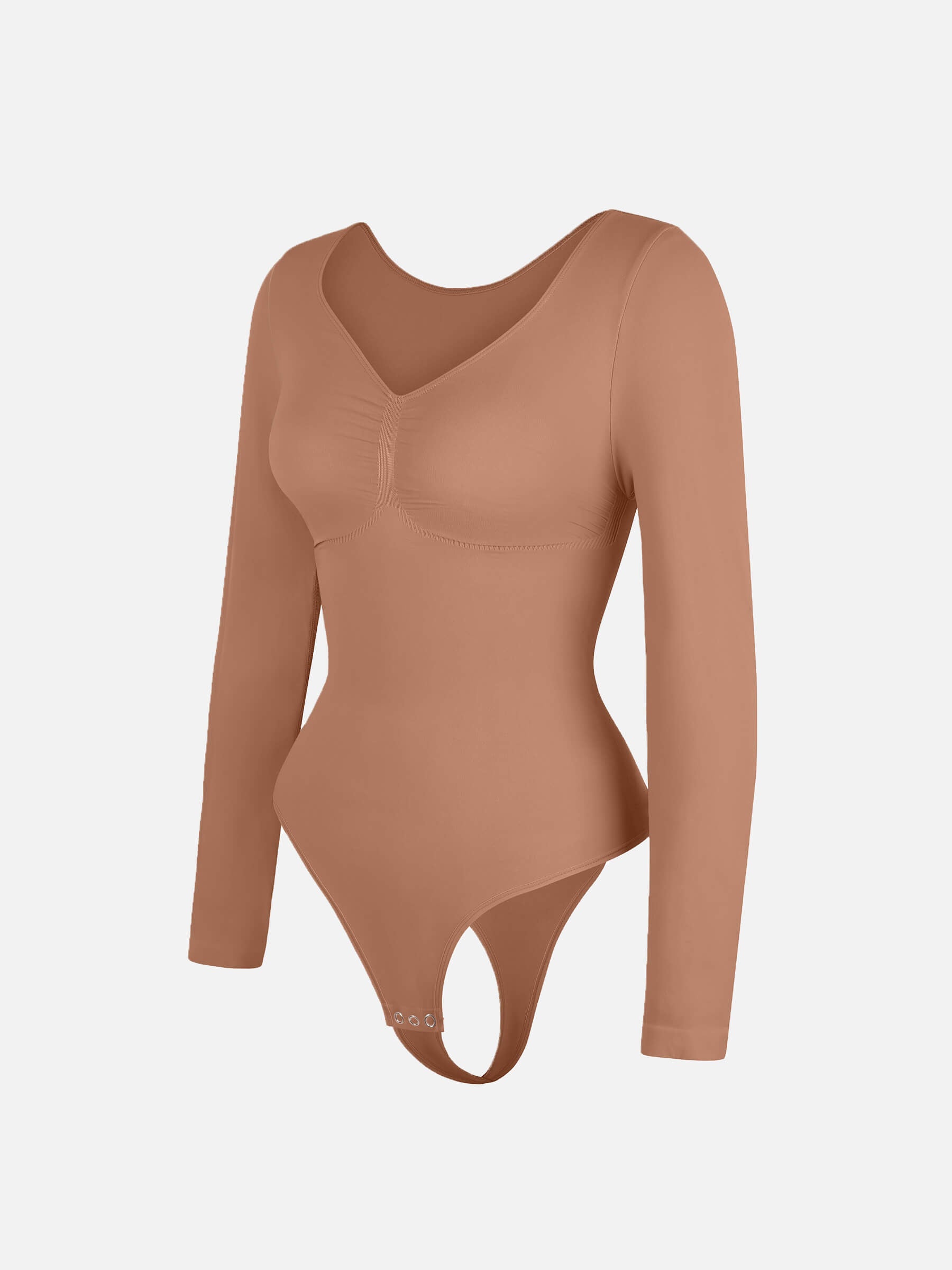 Feelingirl Seamless Long Sleeve Tummy Control Thong Bodysuit