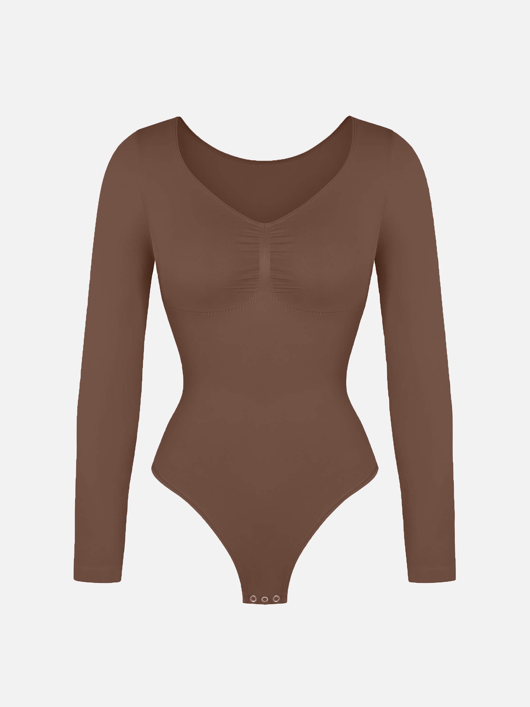 Feelingirl Seamless Long Sleeve Tummy Control Thong Bodysuit