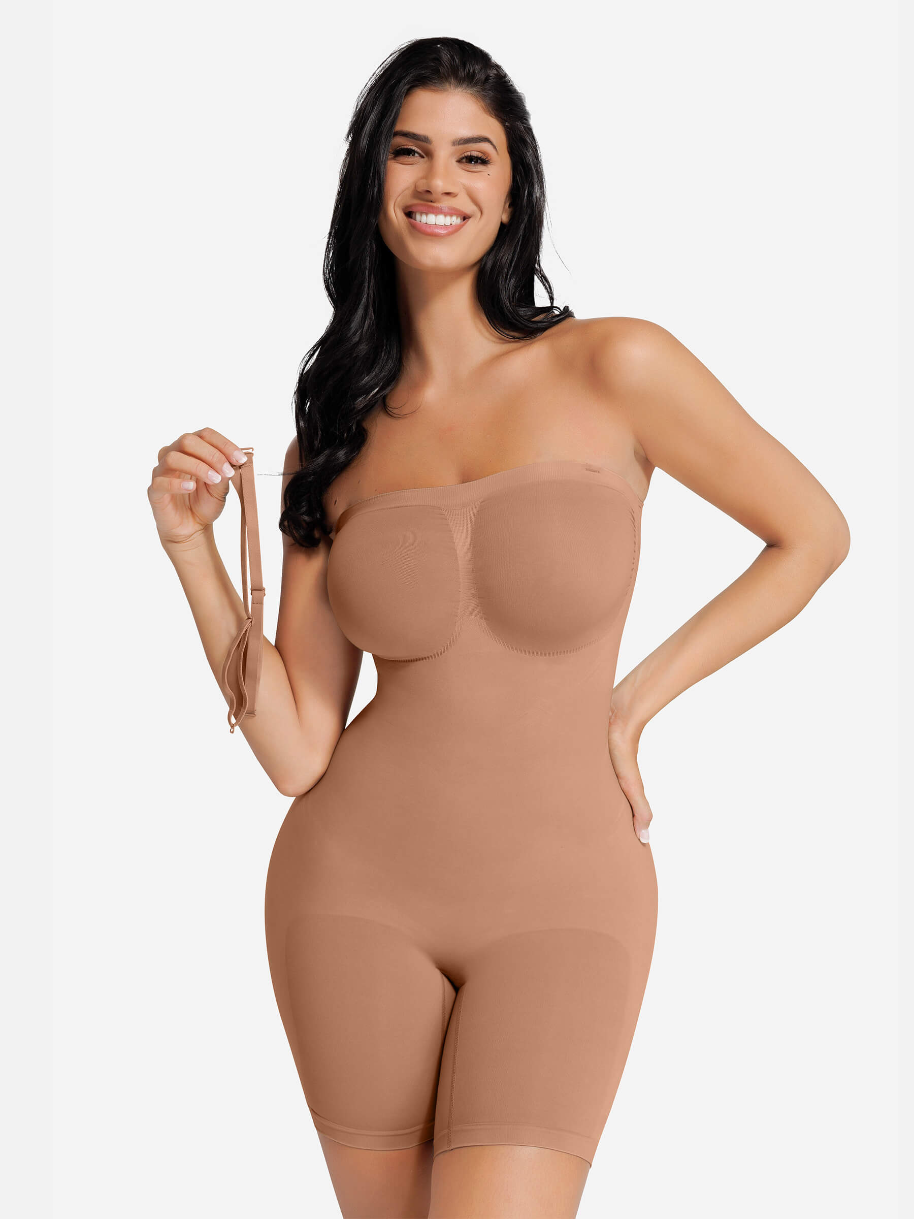 Feelingirl Seamless Strapless Bodysuit with Removable Straps