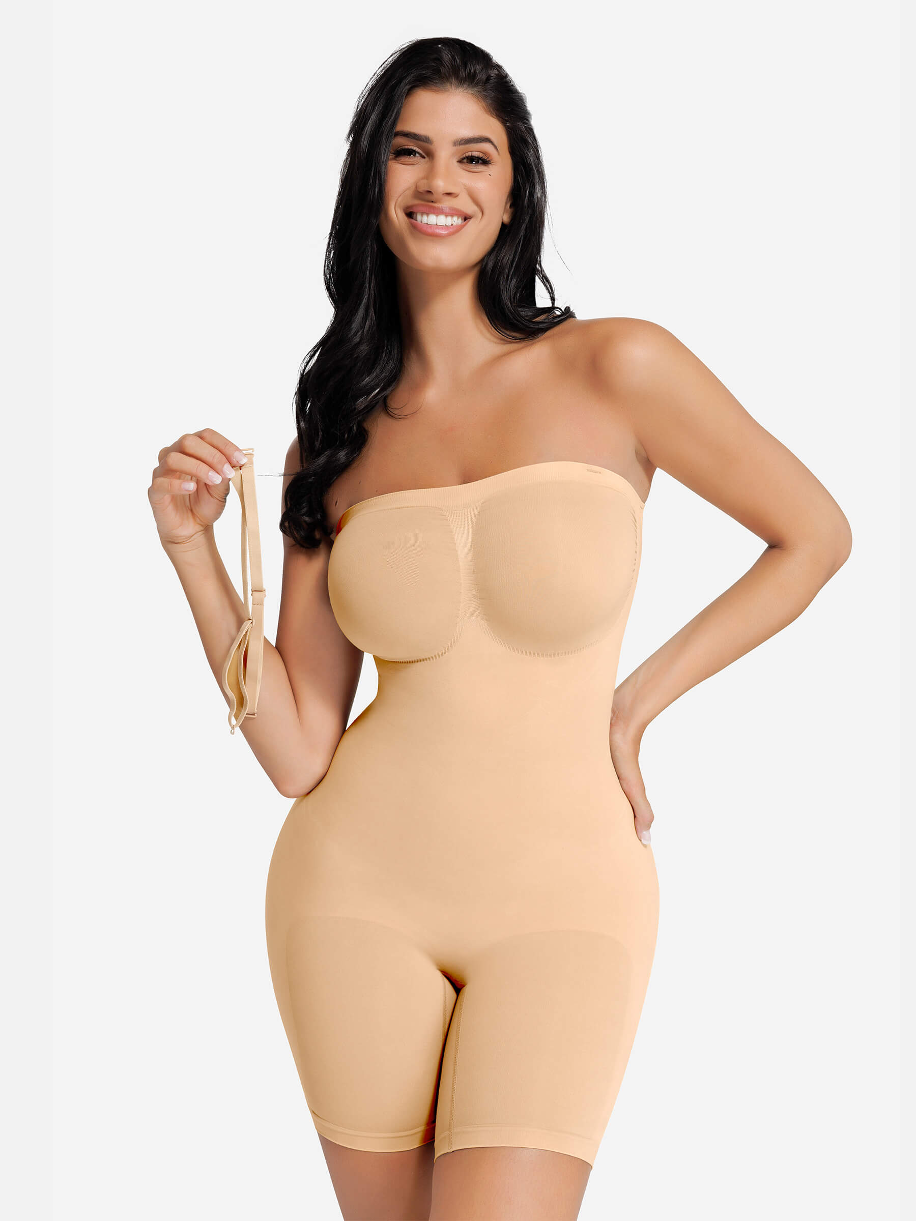 Feelingirl Seamless Strapless Bodysuit with Removable Straps