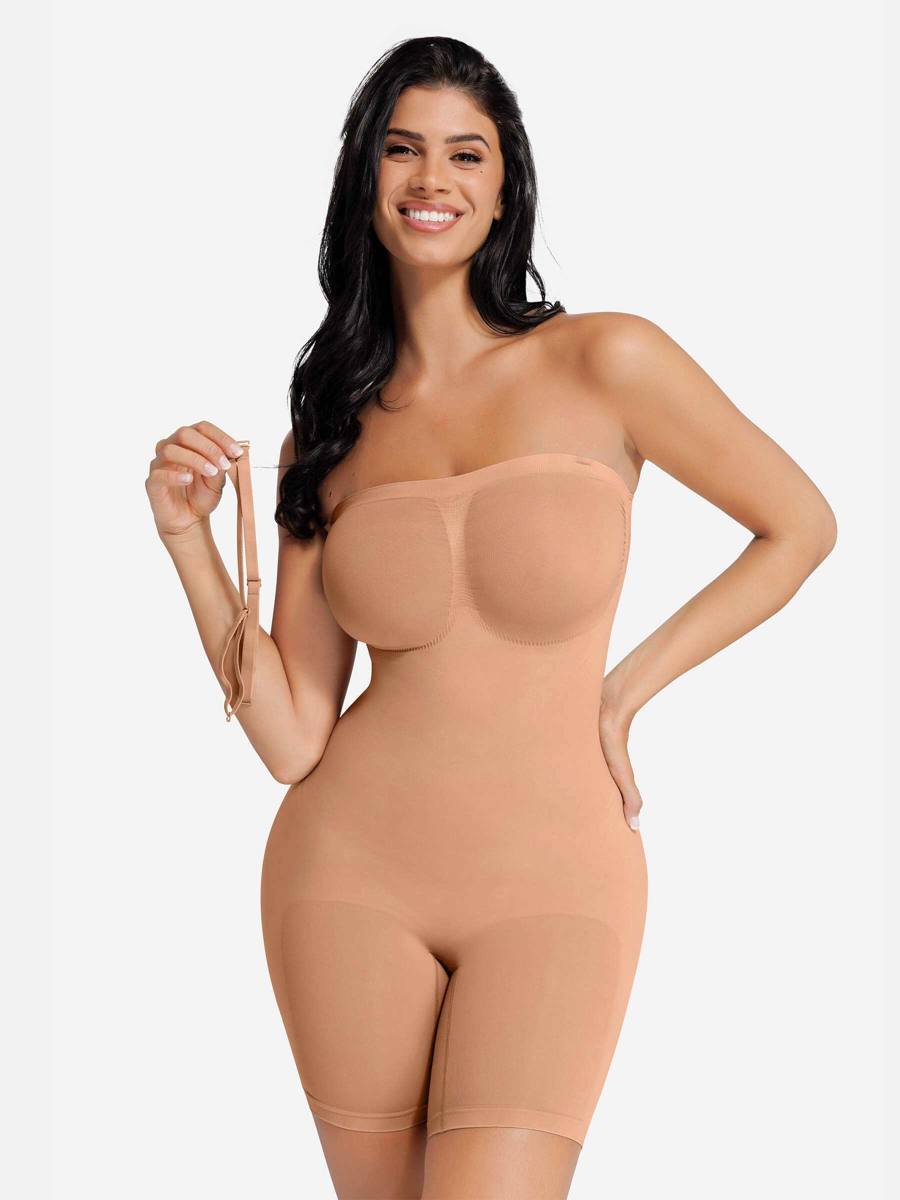 Feelingirl Seamless Strapless Bodysuit with Removable Straps