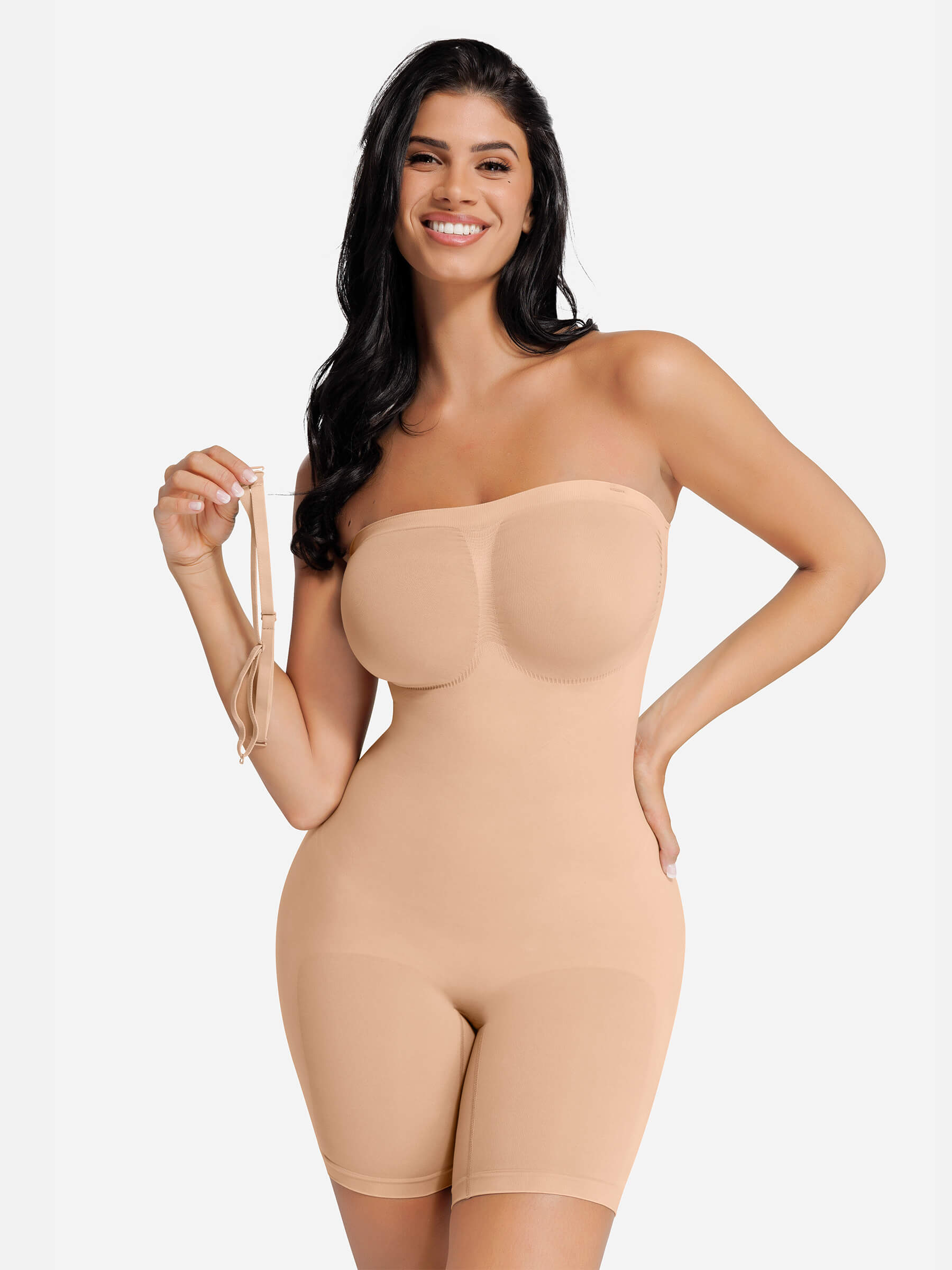 Feelingirl Seamless Strapless Bodysuit with Removable Straps