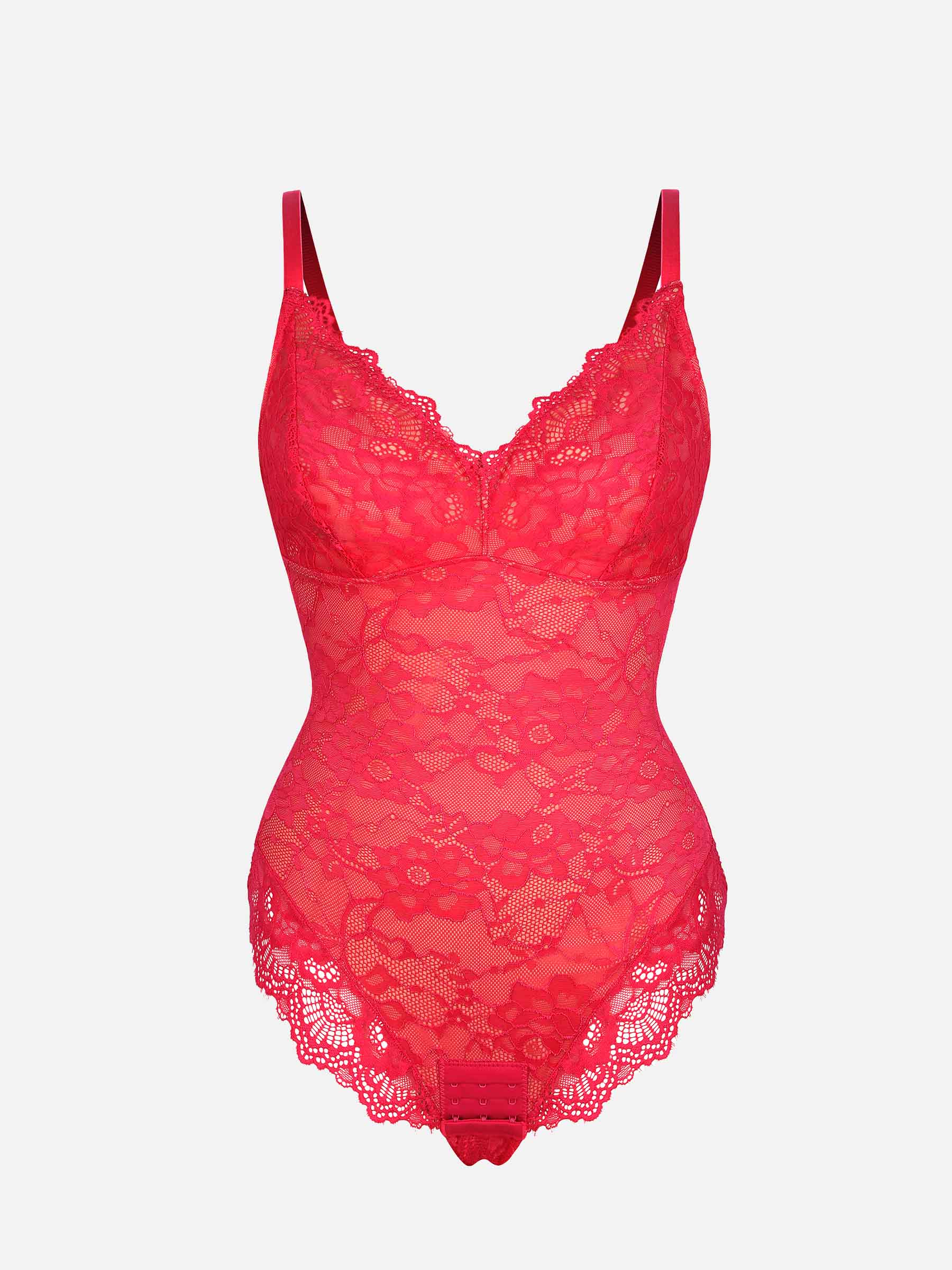 Feelingirl Lace V Neck Full Bodysuit Underwear