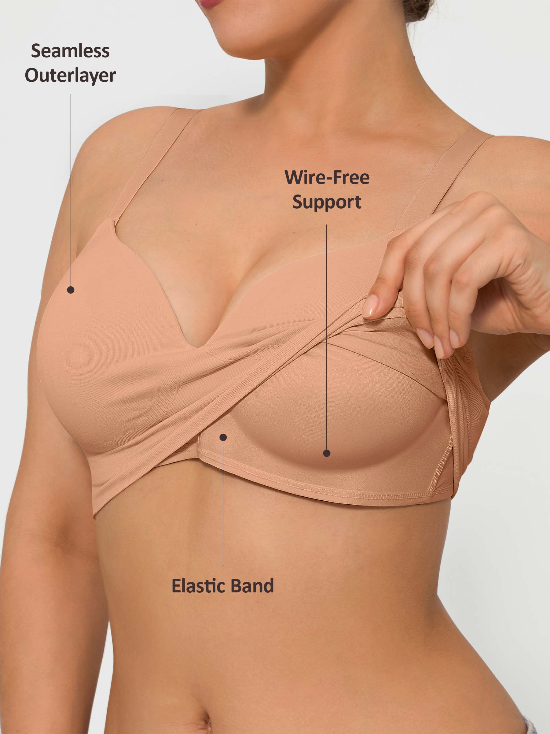 Feelingirl Wireless Push-Up Seamless Comfort Full Coverage Bra