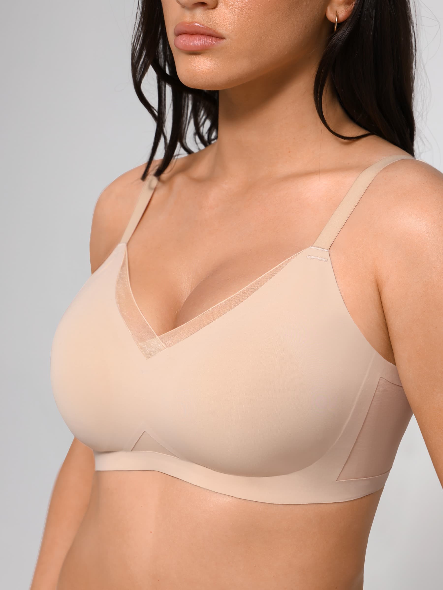 Feelingirl High Elasticity Comfort Full Coverage and Side Support V-Neck Bra