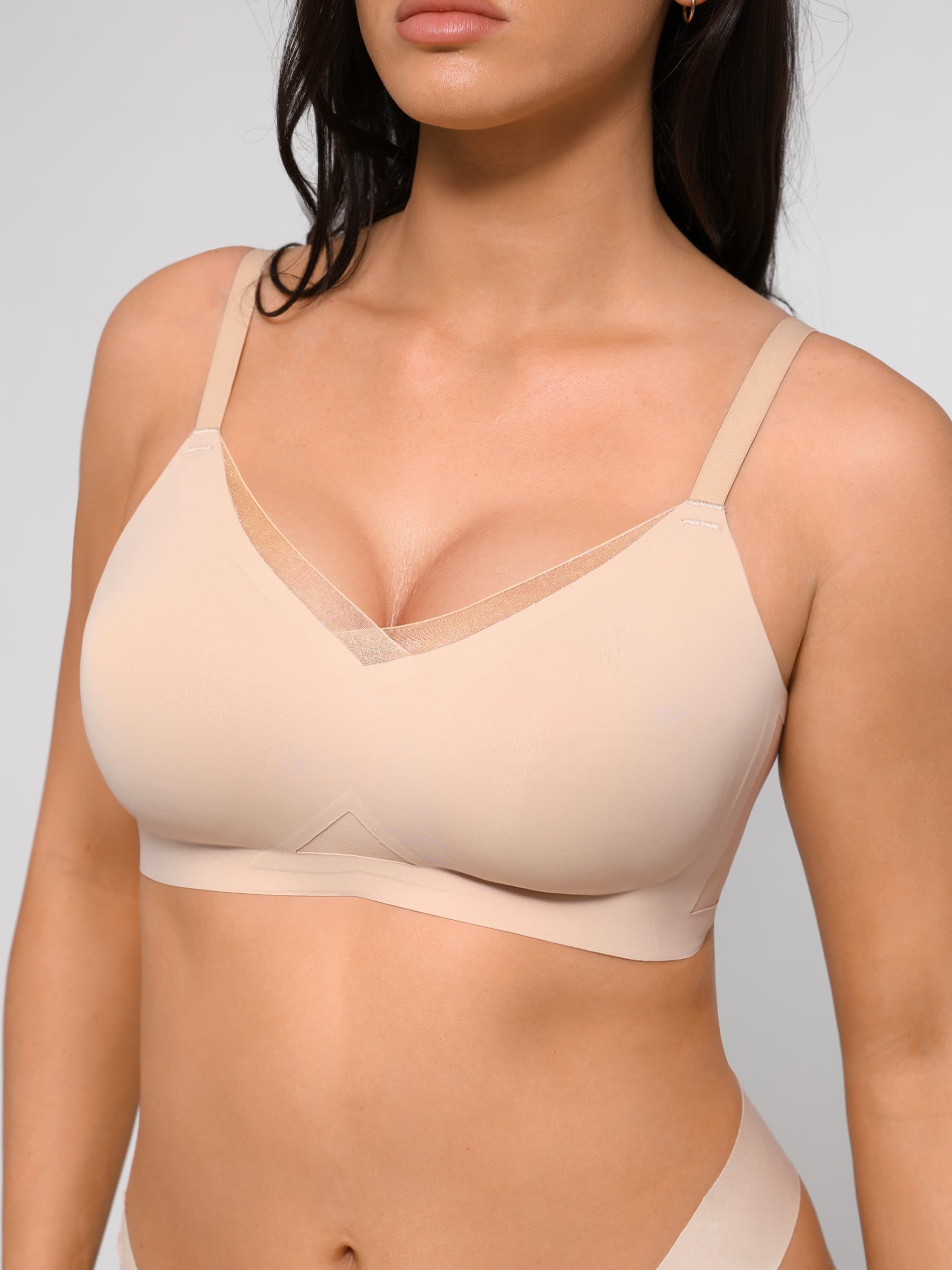 Feelingirl High Elasticity Comfort Full Coverage and Side Support V-Neck Bra