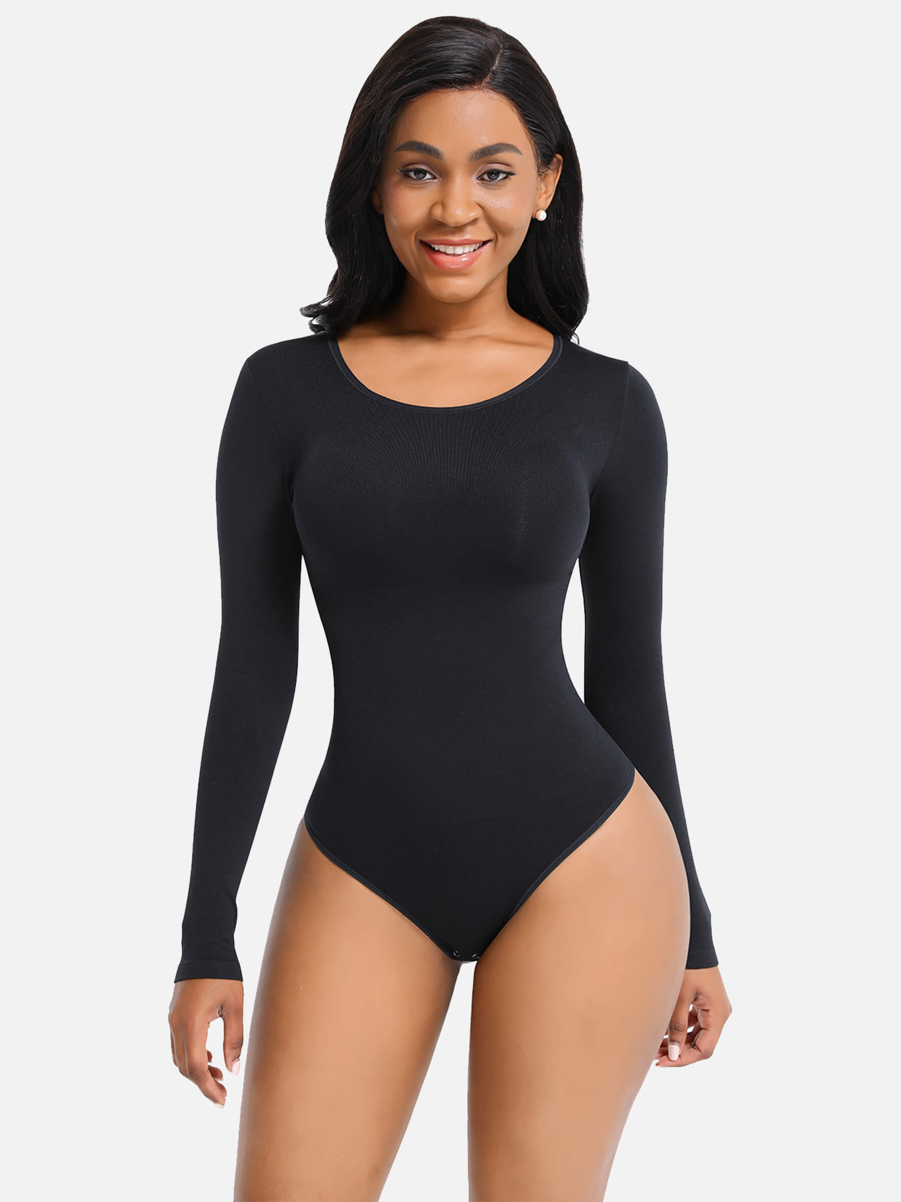 Long Sleeve Full Control Thong Bodysuit | Feelingirl