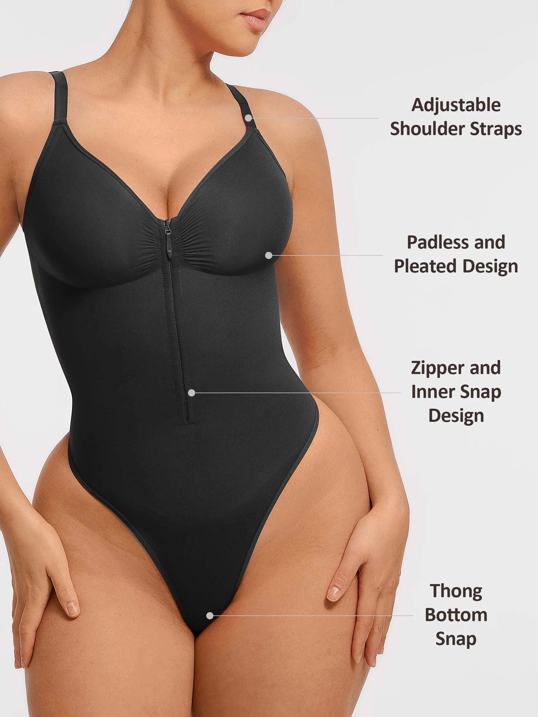Feelingirl  Seamless Shaping Tummy Control Zipper Bodysuit