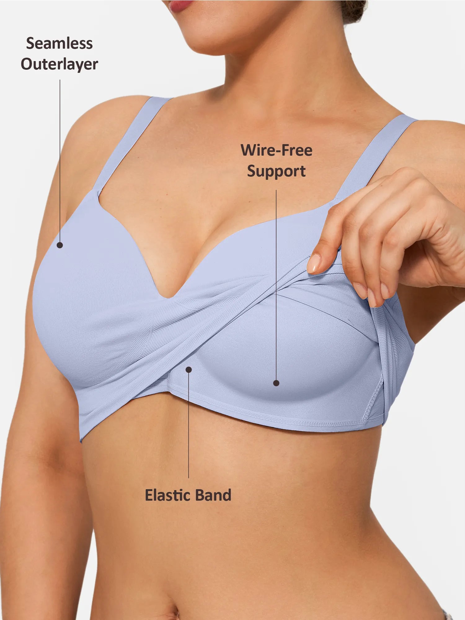 Feelingirl Wireless Push-Up Seamless Comfort Full Coverage Bra
