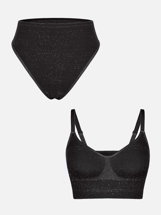 Feelingirl 1 Invisible Lift Wireless Comfort Bra + 1 Shimmer Low-Rise Thong