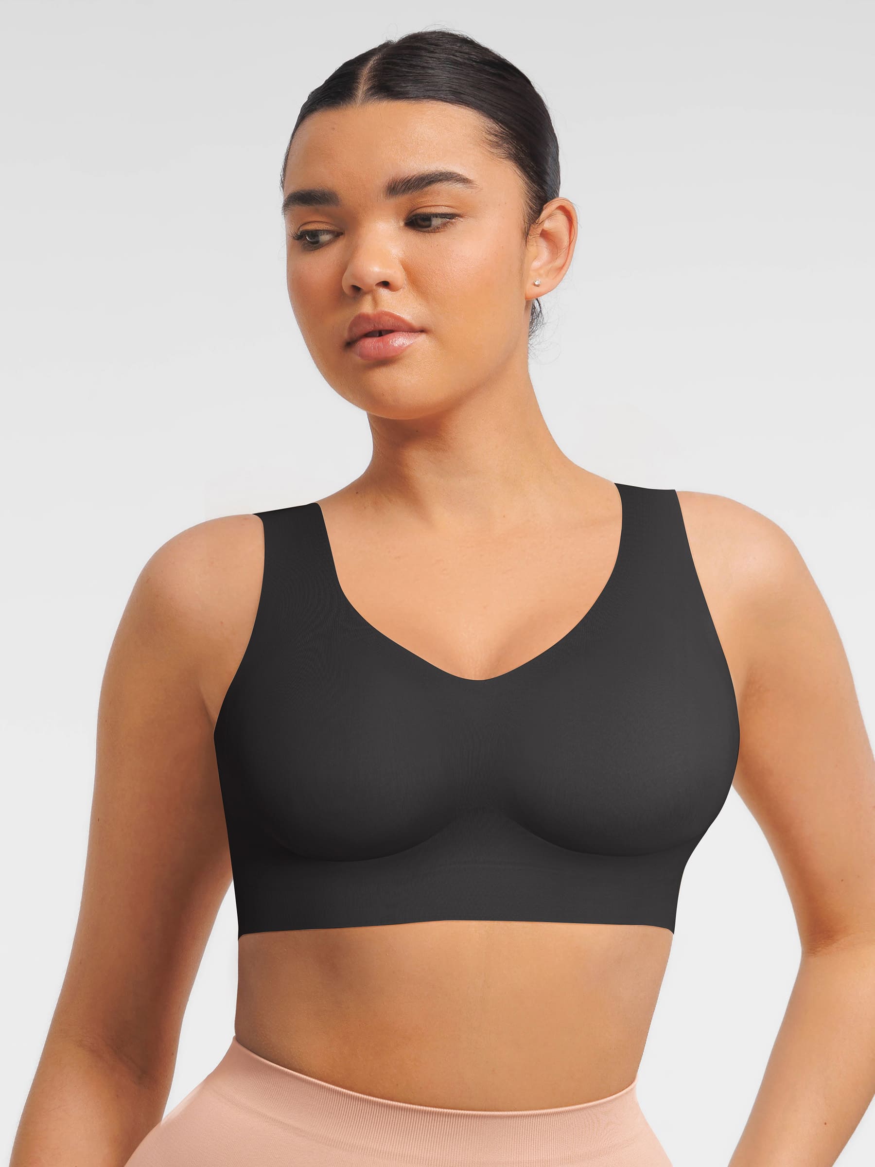 Feelingirl Seamless V Neck Comfort Fit Everyday Bra