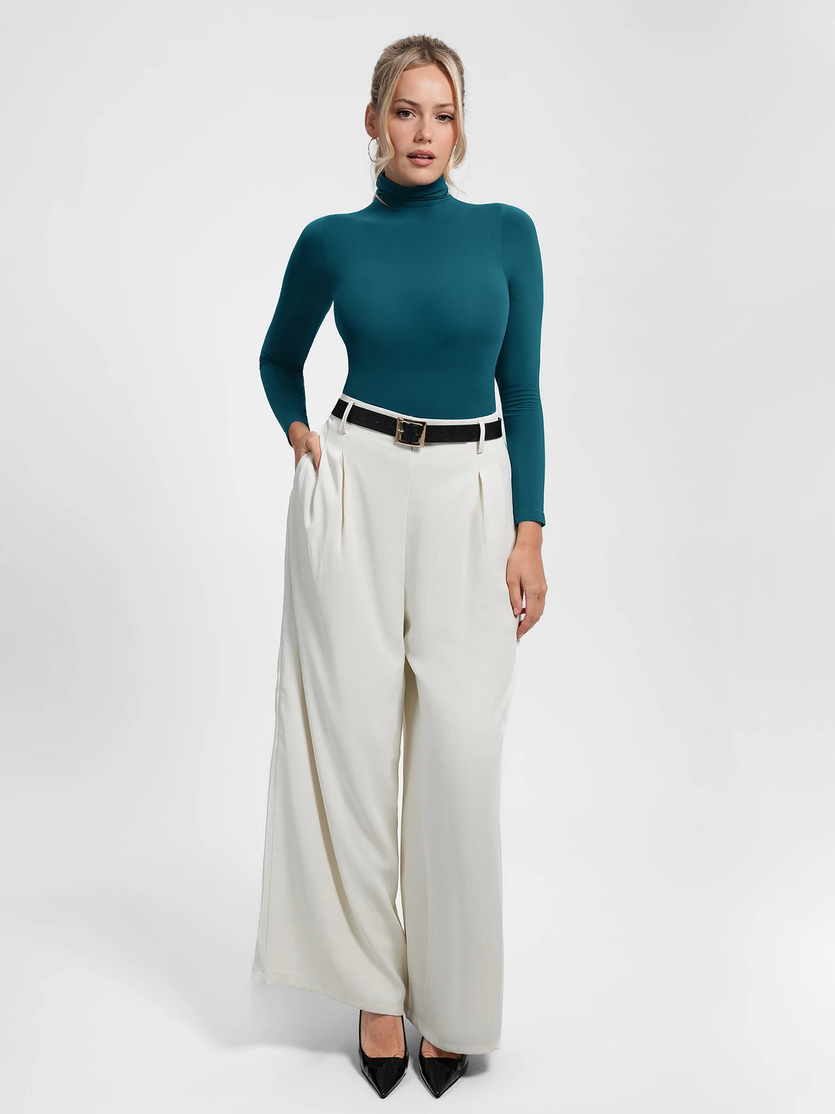 Shop a high neck seamless bodysuit with buttery-soft fabric, light tummy control, and a second-skin fit. Versatile for layering, work, and everyday wear.
