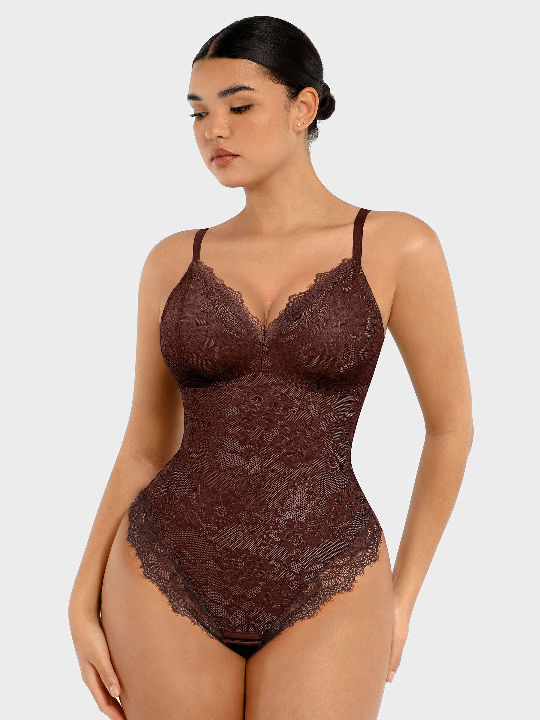 Feelingirl Lace V Neck Full Bodysuit Underwear