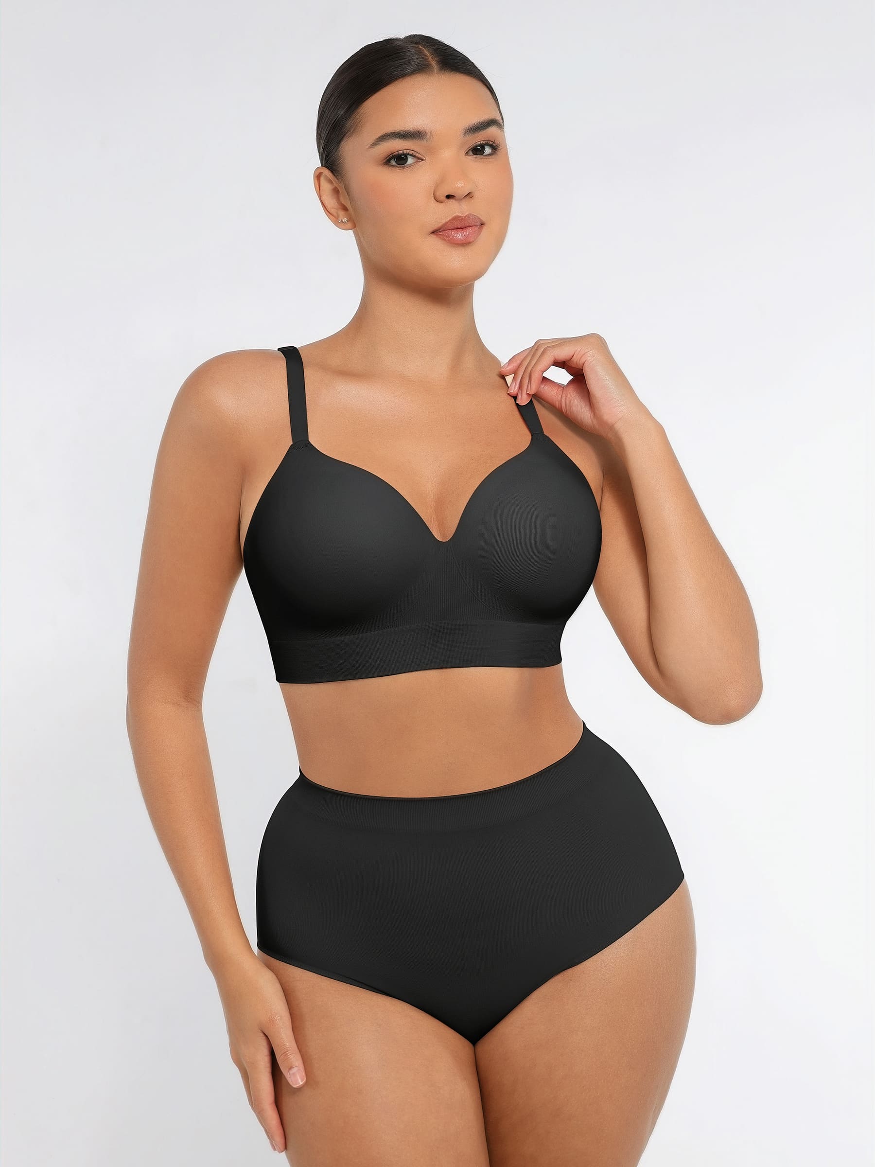 Feelingirl Wireless Push-Up Bra & Seamless Tummy Control Brief Set