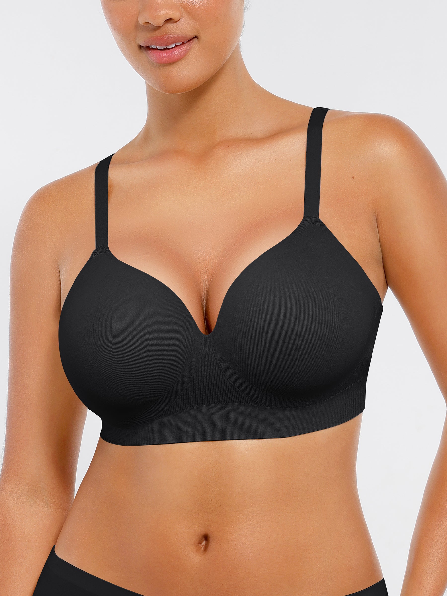 Feelingirl Wireless Seamless Push-Up V-neck Bra