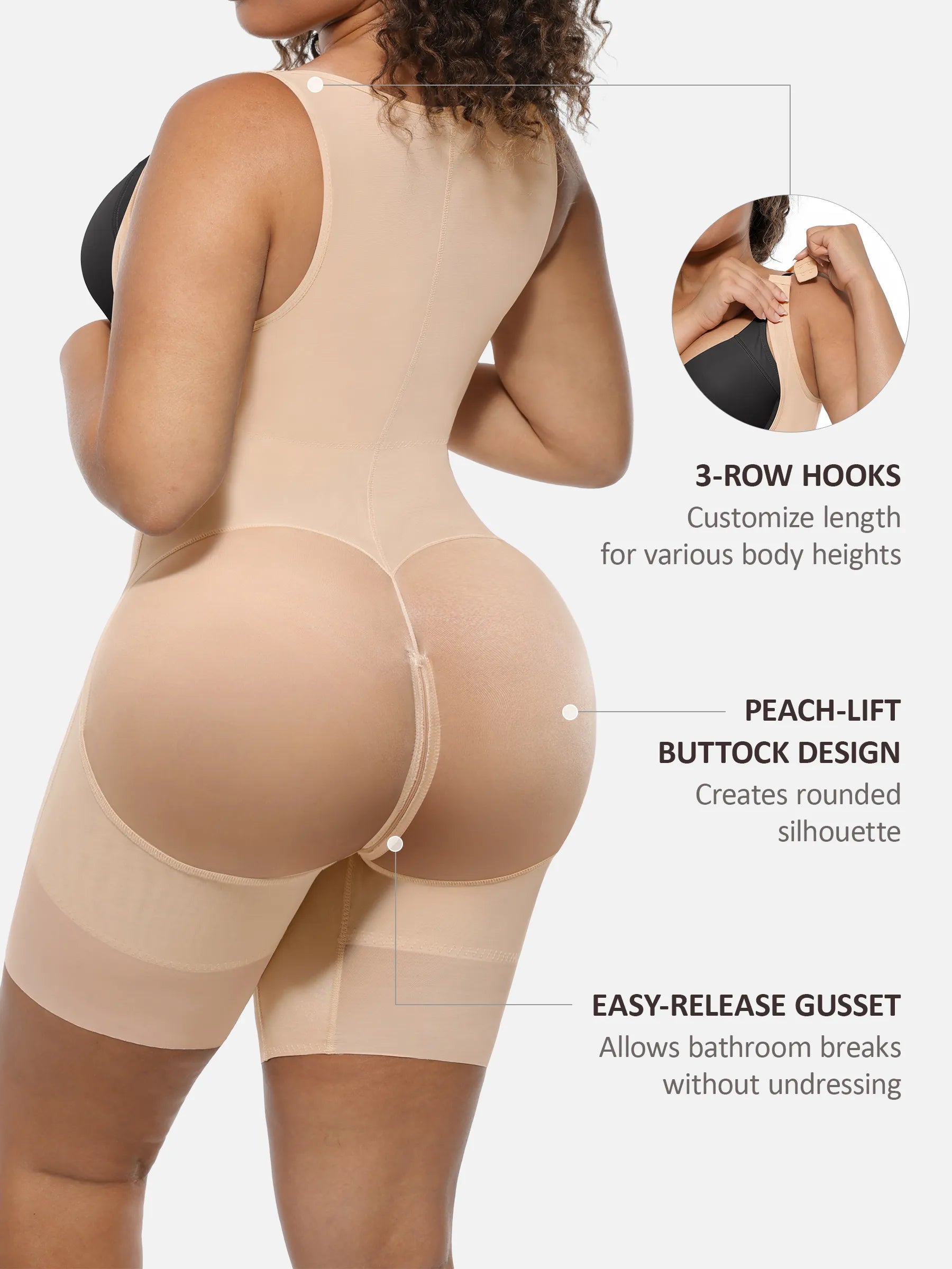 Feelingirl U-Shaped Tummy Control Butt Lift Shaper Bodysuit