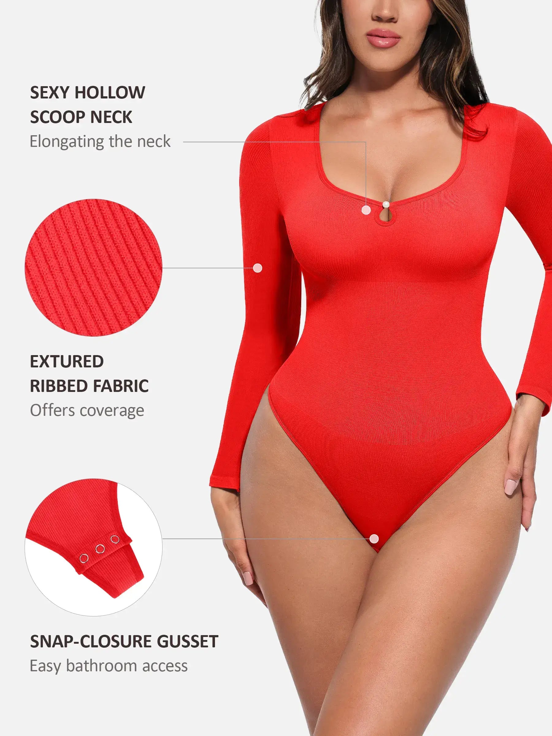 Feelingirl Seamless Ribbed Bodysuit