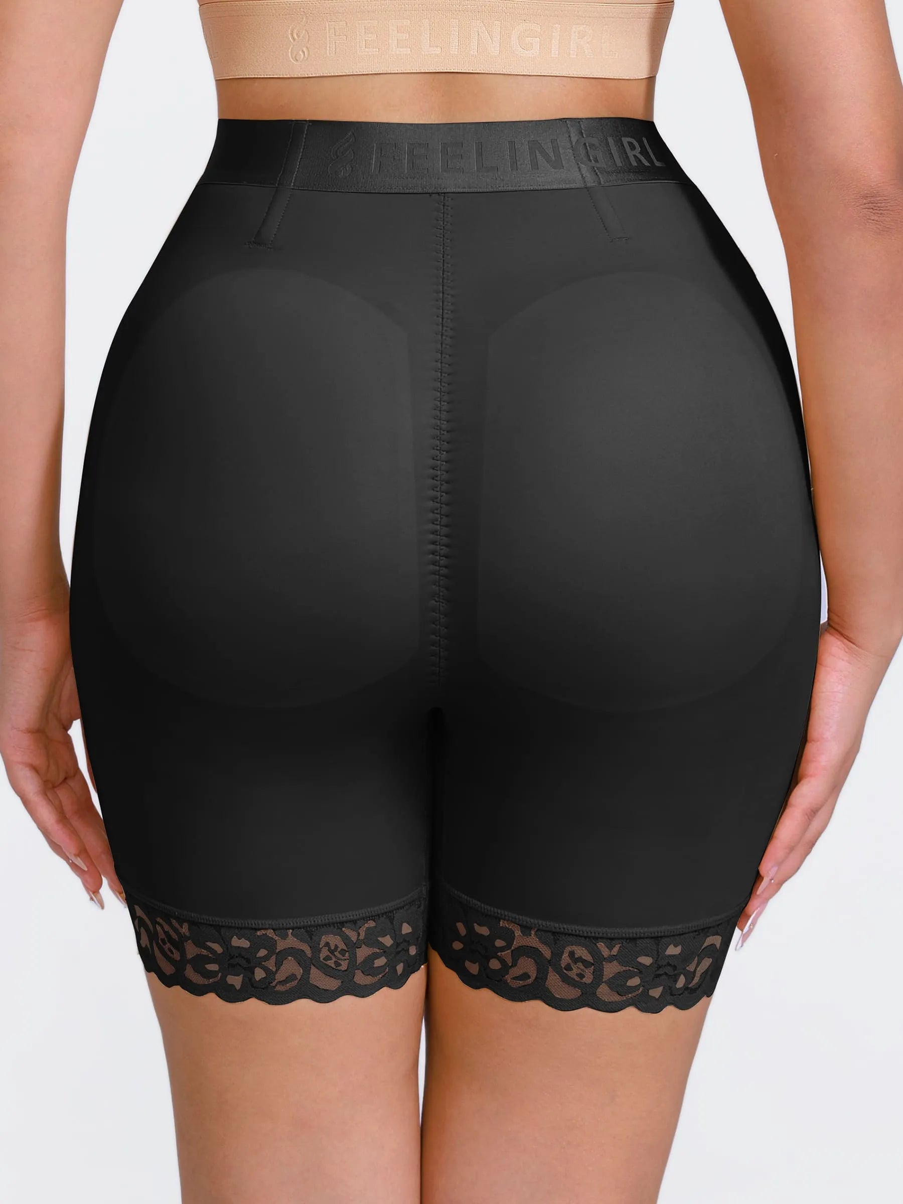 Pantalones cortos moldeadores de cintura media con cremallera frontal Feelingirl