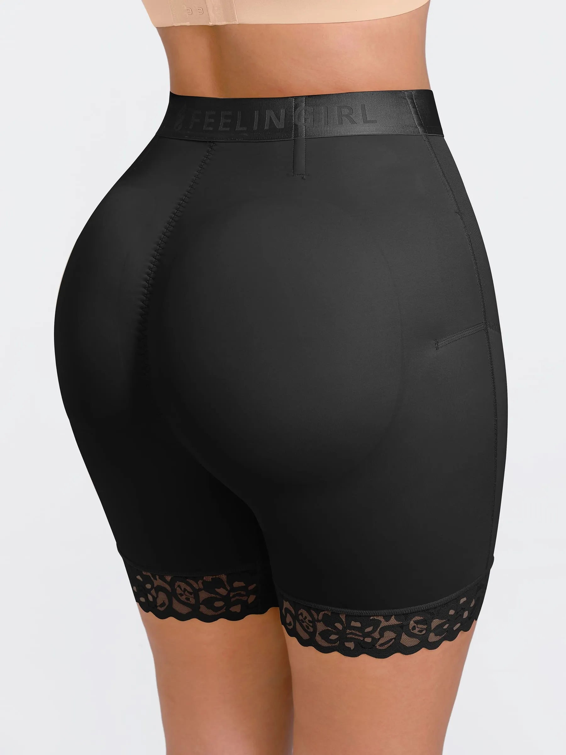 Pantalones cortos moldeadores de cintura media con cremallera frontal Feelingirl