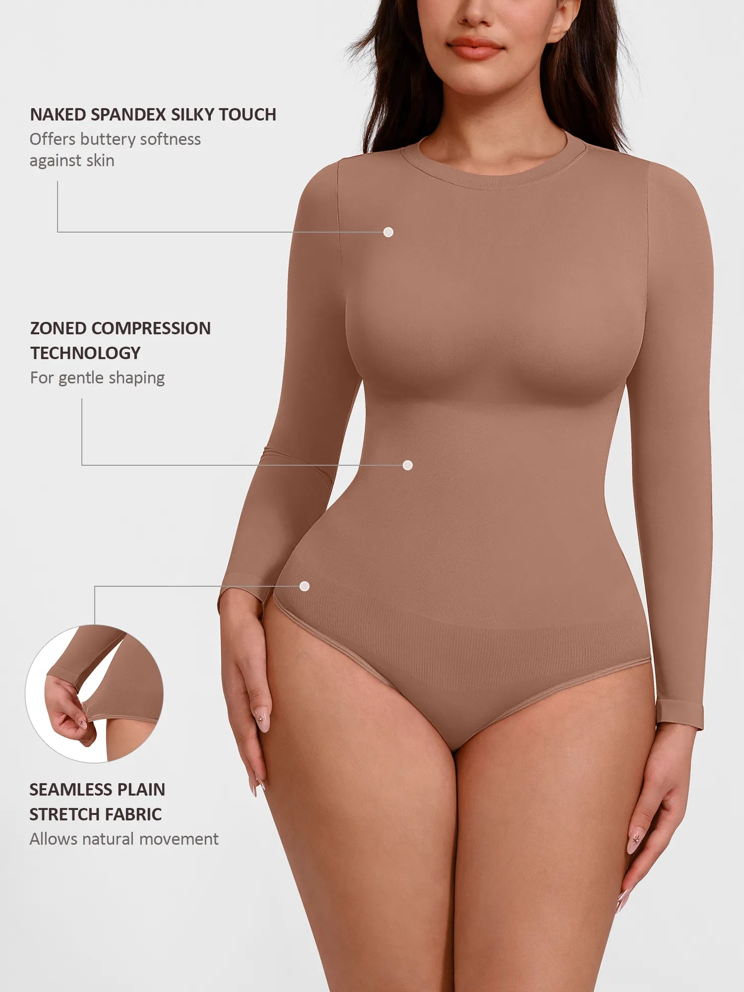 Feelingirl Seamless Ultra-Soft Crew Neck Bodysuit