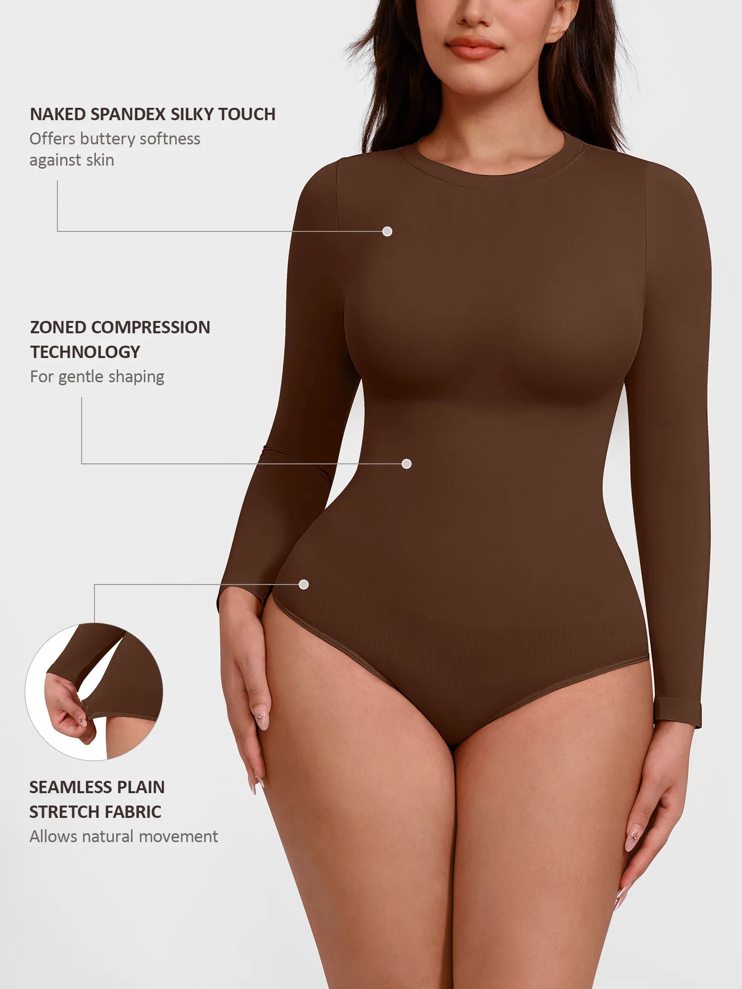 Feelingirl Seamless Ultra-Soft Crew Neck Bodysuit