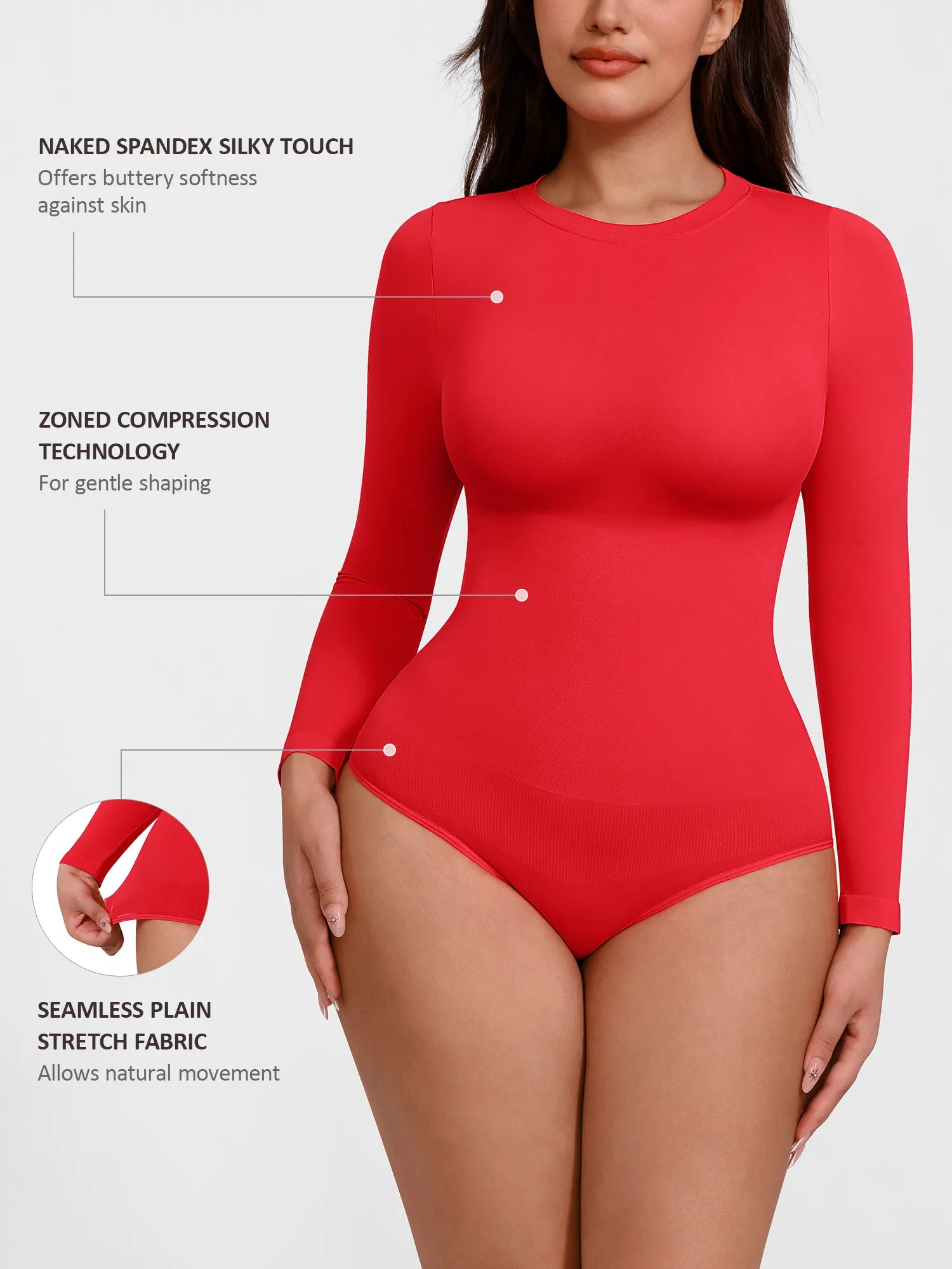 Feelingirl Seamless Ultra-Soft Crew Neck Bodysuit