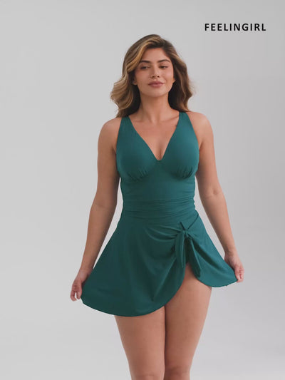 Feelingirl-Deep-V-Ruched-Removable-Pads-Shaping-Mesh-Swimsuit